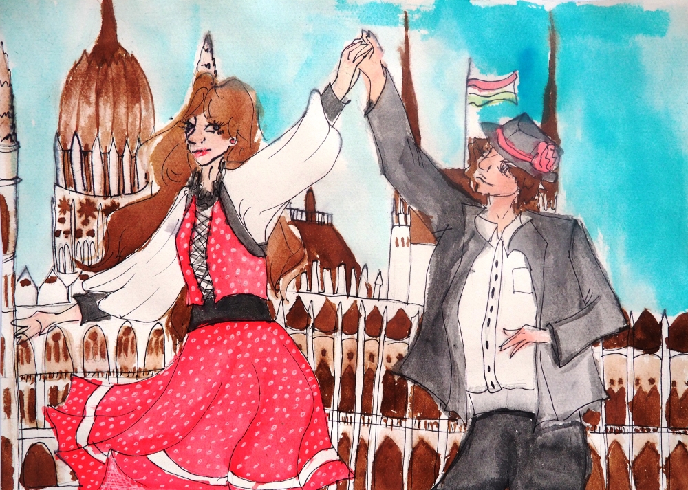 RekaKoncz Folkdance in front of the Parlament min